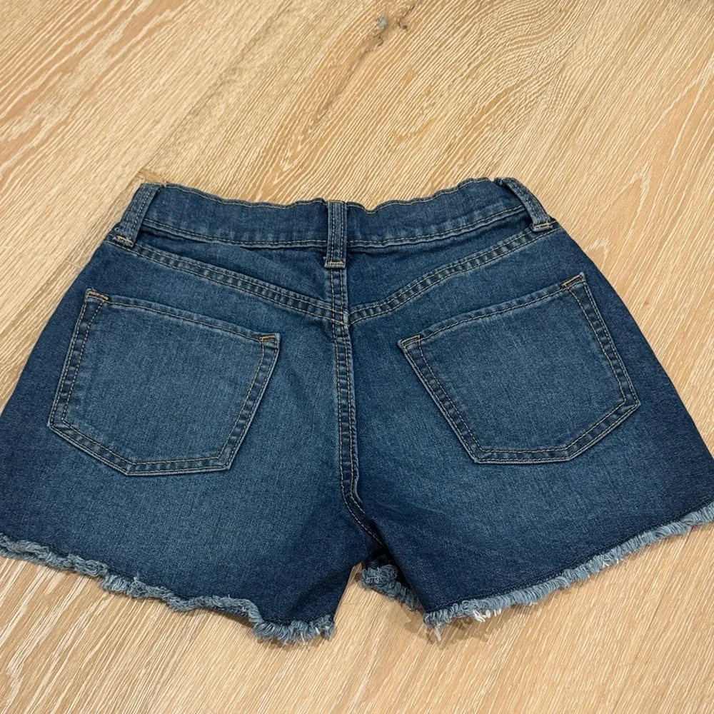 Old Navy Dark Blue Denim Frayed Hem Shorts Girls Size 12